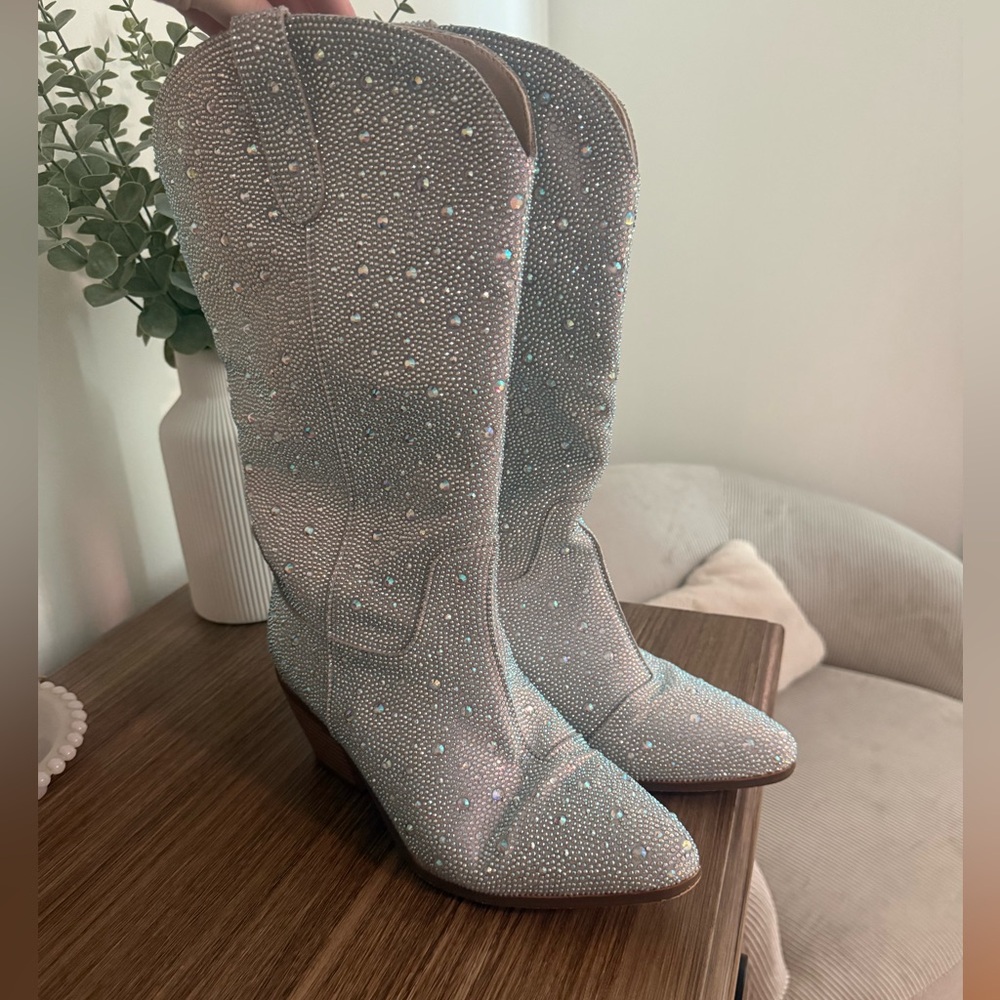 Sparkly mid calf boots
